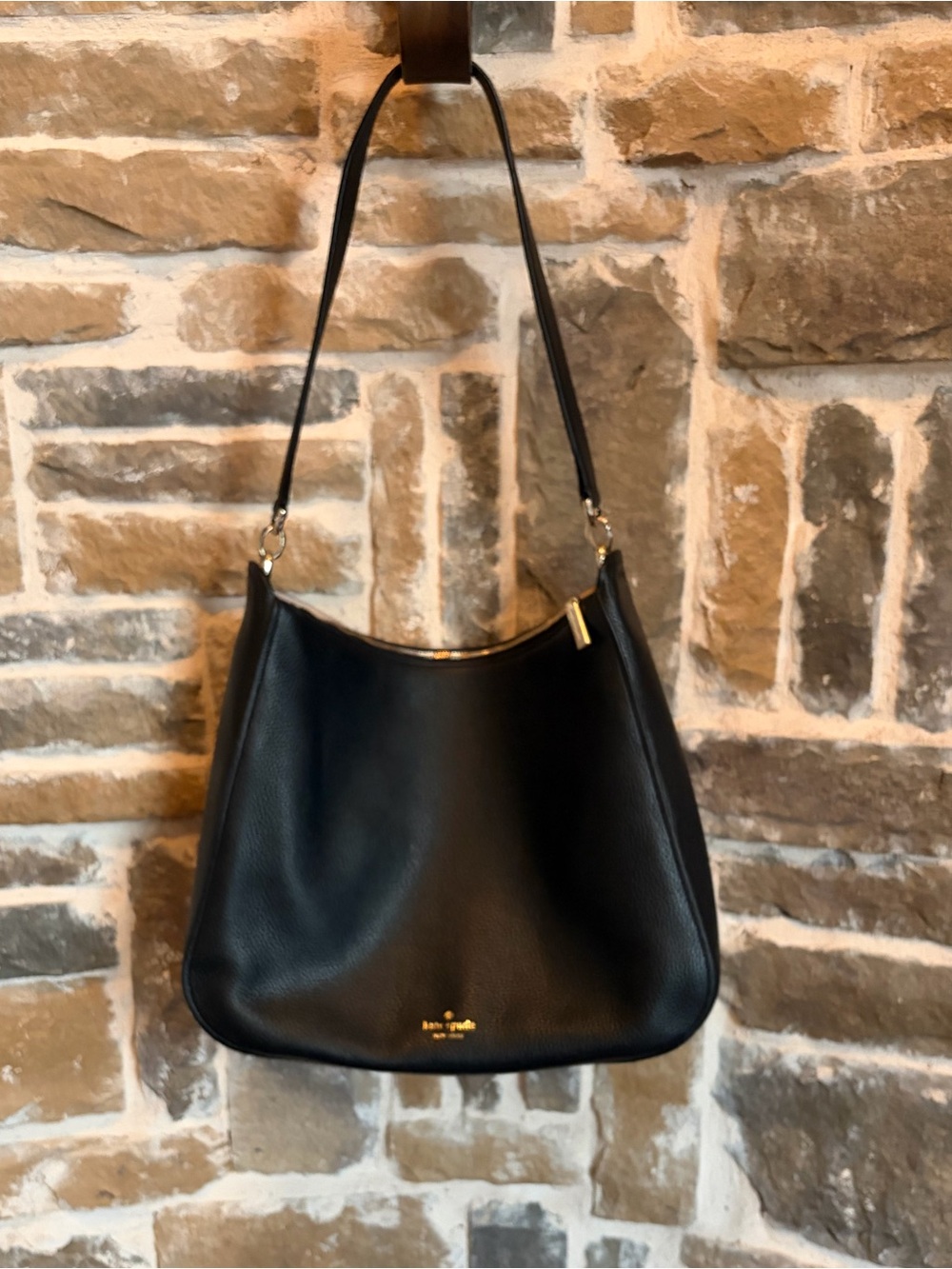 kate spade Black Pebble Leather Shoulder Hobo
